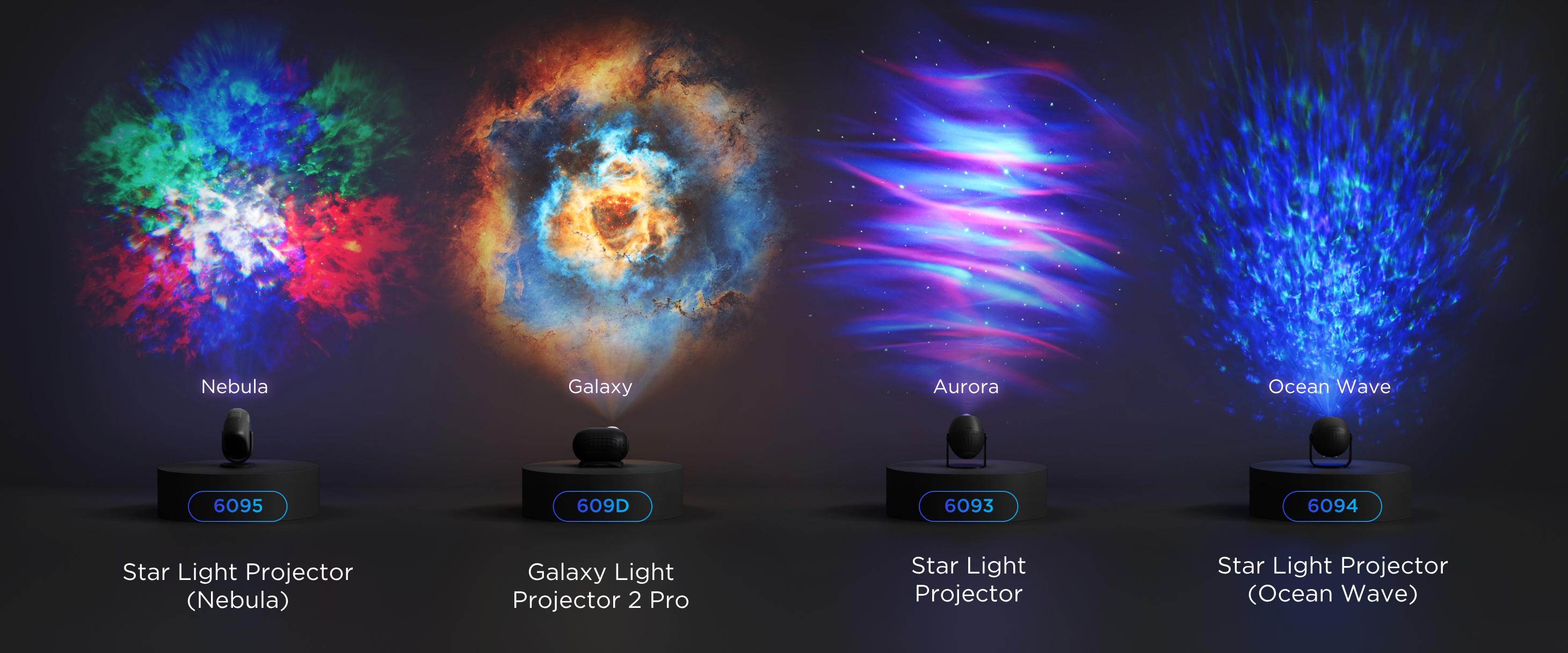 Compara los efectos de iluminación de la serie Govee Star Projector Light