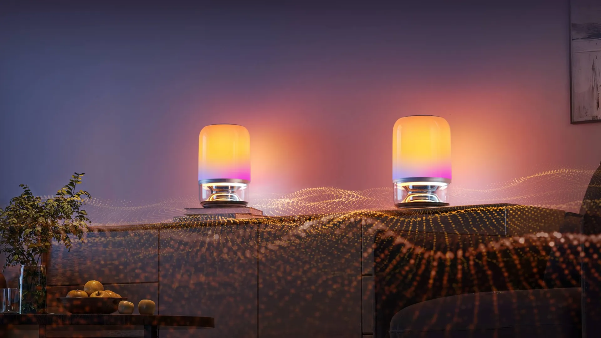 Iluminación estéreo: empareja dos dispositivos mediante Wi‑Fi de 5,8 GHz para sonido estéreo